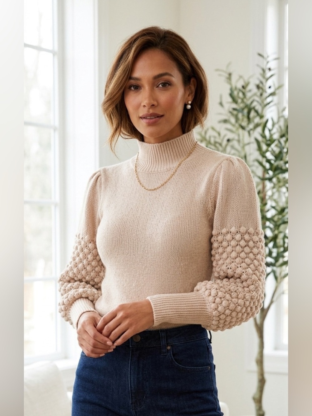 Tina Turk Bellanca Crochet Trim Sweater size XS